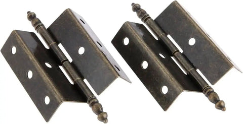 Two Pack Antique Bronze Cabinet Door Hinge Set Crown Style For Vintage Jewelry Boxes And Wooden Cabinets 55 By 51 Millimeter 8 Hole Mount Zinc Alloy Decor Furniture Fittings