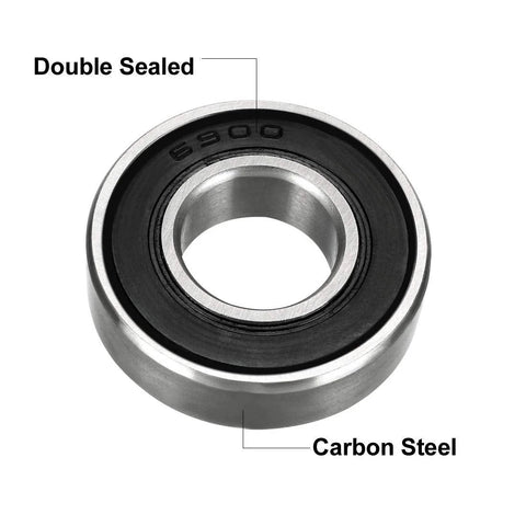 uxcell deep groove ball bearing 10x22x6 mm, double-sealed carbon steel bearing