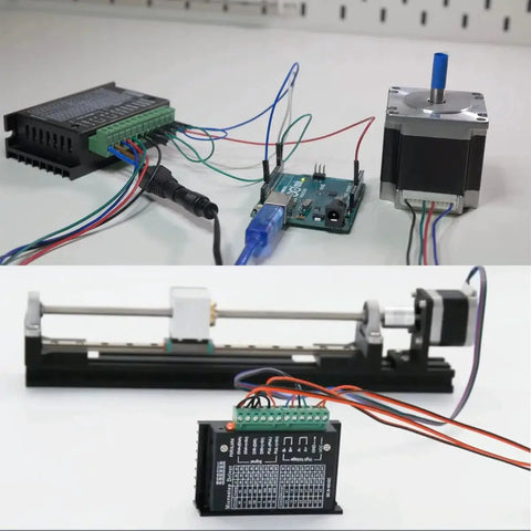 2 Pack TB6600 Stepper Motor Driver Controller For CNC Machines 4A 9 To 42V Bipolar Sinusoidal Chopper setup with motor