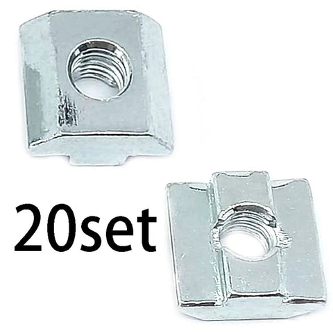 20 Pack T Nuts Sliding Slot Nuts For 40 Series Aluminum Extrusions M8 Threaded Slide Fit 4040 Profiles Durable Zinc Nickel Plated Hardware