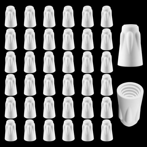 36 white ceramic wire connector caps for 22-14 AWG; large porcelain twist caps with a large cap and threaded nut
