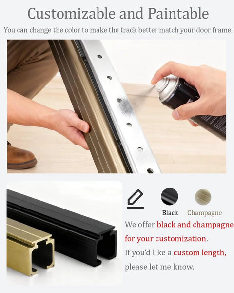 Heavy Duty Sliding Door Track Kit With Side Mounted Hardware For Barn Style Doors in silver finish being spray painted