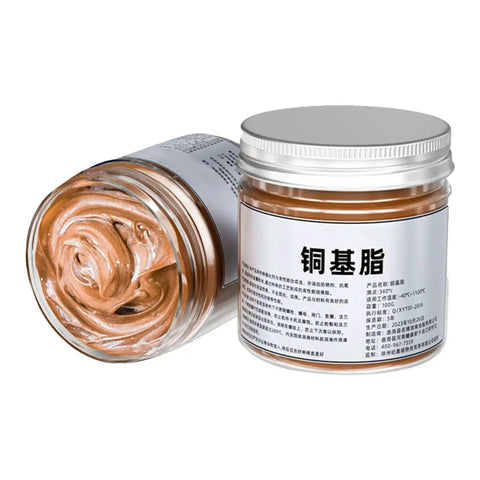 Copper Thread Grease Anti Seize Lubricant For Brake Systems And Metal Fasteners High Temp Top Notch Formula With Brush Prevent Seizing Stuck Bolts And Threads 100g in jar
