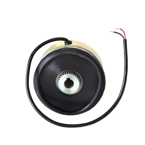 COKYIS forklift electromagnetic brake, DC24V 25W, round black front with gear hub, red and black wires