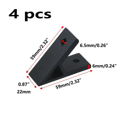 4 Pack 45 Degree Aluminum Corner Brackets For 3030 Extrusions Black With Mounting Screws And Nuts, aluminum profile accessories, size details