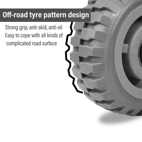 Close-up of off-road tyre pattern of 2 Pack 4 Inch Heavy Duty Rubber Replacement Caster Wheels With Precision Ball Bearings for carts