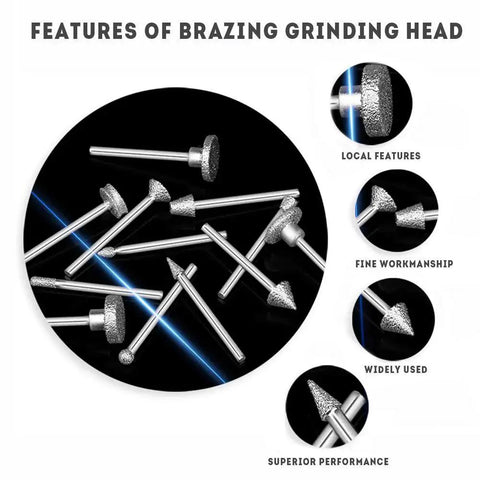 Diamond Coated Grinding Head Set For Dremel Rotary Tool 50 Pcs Includes Cylinder Sphere Umbrella Bullet Needle Tip Features