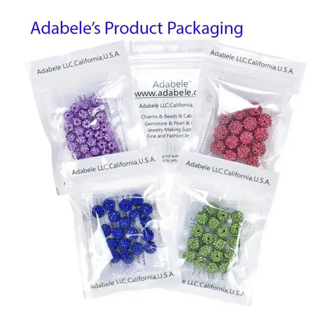 Adabele product packaging with 100 Pcs Suncatcher Crystal Rhinestone Disco Ball Beads 8mm Golden Shadow Polymer Clay Spacers
