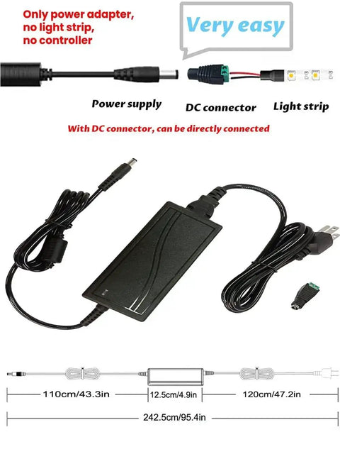 Beefy 24V DC Power Supply 4A 96W 100 240V AC To 24V DC Switching Adapter With 5.5x2.5mm Plug and DC connector for LED strip lights.