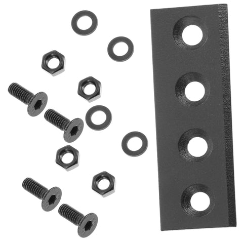 1 Set Barn Door Track Connector For Heavy Duty Sliding Hardware Kit, Plug And Play Easy Installation And Seamless Connection, Replacement Track Adapter, Durable Metal Construction For Smooth, Reliable Barn Door Operation And Quick Repairs, black metal plate with screws and washers