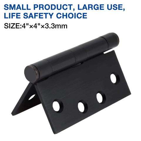 Exterior Door Hinges 4x4 Heavy Duty 3.3mm Thick Square Plain Bearing Oil Rubbed Bronze for front doors with safety choice text
