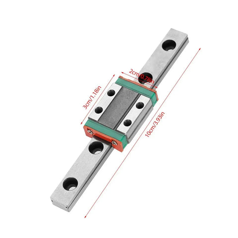 LML9B 100mm Miniature Linear Motion Rail Kit For CNC Machines And 3D Printers, lightweight guide rail with block, dimensions shown.