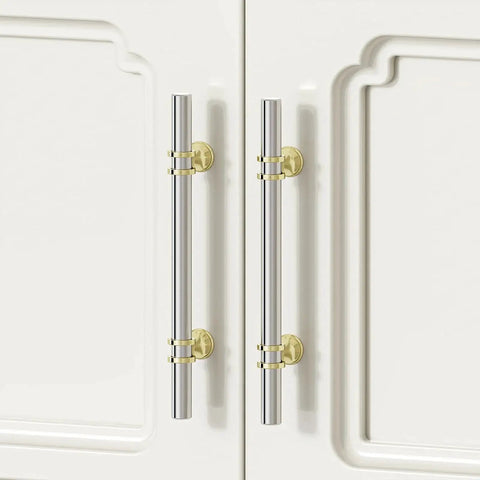 10 Pack Brushed Nickel And Gold Cabinet Pulls 3 Inch Hole Centers 76mm on white cupboard doors