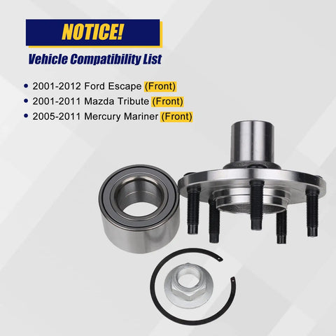 Front Wheel Bearing And Hub Assembly 518515 Fits Ford Escape 2001 2012 Mazda Tribute 2001 2011 Mercury Mariner 2005 2011