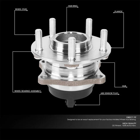 Rear Wheel Bearing Hub Assembly With Speed Sensor Replacement For Hyundai Santa Fe 2007-2020 Veracruz 2007-2012 And Kia Sorento 2011-2015 Plus Santa Fe XL 2019 OE Quality Steel, showing components labeled.