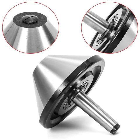 Lathe Live Center For Large Hollow Workpieces, 6 Inch MT3 Bull Nose Live Center With Morse Taper 3, 75 Degree Precision shown