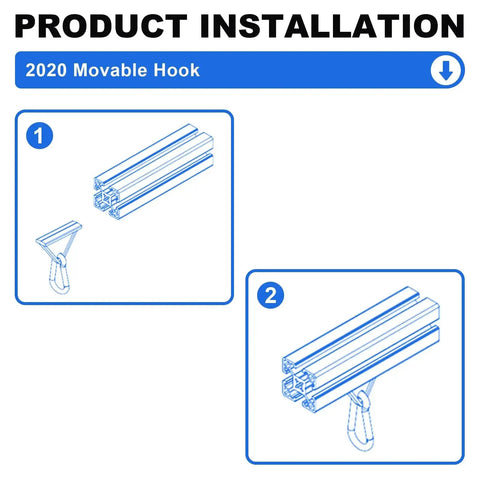 Installation guide for 8 Pack 2020 Extrusion Sliding Hook For 20 Series T Slot V Slot Aluminum Extrusion Hardware Accessories