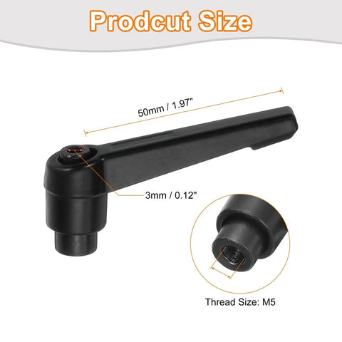 Pack Of Four M5 Adjustable Knob Handles With Female Thread Push Button Ratchet Quick Release Locking Rotating Bolts, size details