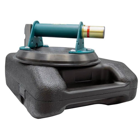 8 Inch Suction Cup With Metal Handle And Carrying Case shown on protective case, ideal for smooth nonporous surfaces