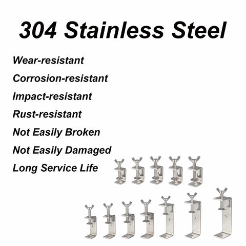 C clamps in 304 stainless steel with wide jaws and wing bolts, 130mm (5.12in) size for welding and carpentry.