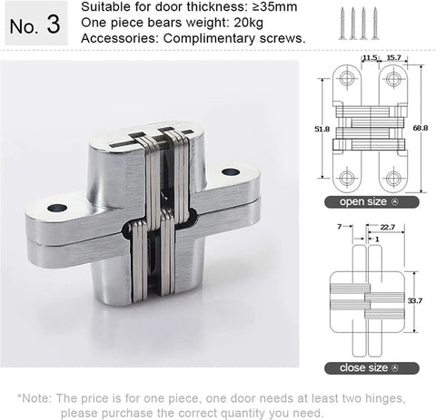 Thickened Internal Door Hinges For Cabinets And Doors By NOVOCE 180 Degree Concealed Folding Butt Hinges Heavy Duty Built In Stainless Steel Hidden Hinge Color No 3 Smooth Burr Free Pivot For Vintage Boxes Cabinets And Home Projects product image