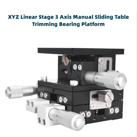60 X 60mm XYZ 3 Axis Linear Stage With Manual Sliding Table in aluminum alloy for optical lab precision, front view