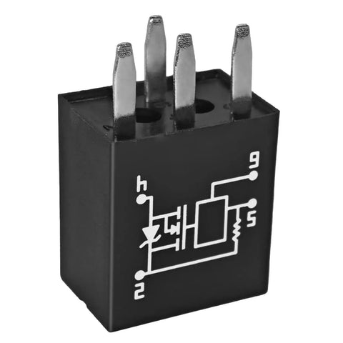 4-Pin Headlight Relay For GM Vehicles, high-performance relay shown with pins and diagram, compatible with Chevrolet Buick GMC Cadillac.