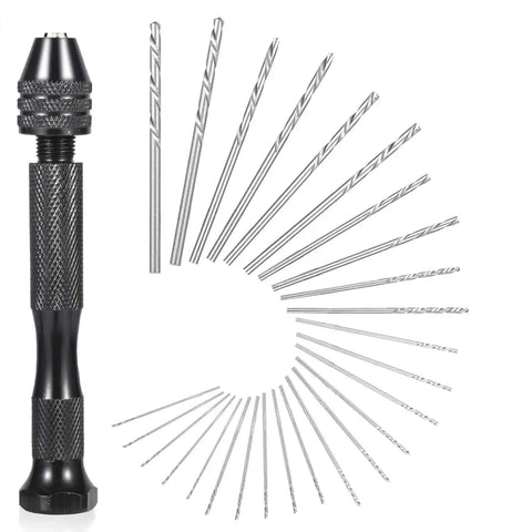 26 Piece Micro Drill Bit Set With Pin Vise Hand Drill For Jewelry Making Resin Beads Wood Plastic Clay Miniatures Precision HSS Drill Bits From 0.5mm To 3.0mm Rotary Craft Drill For Delicate Crafting Projects