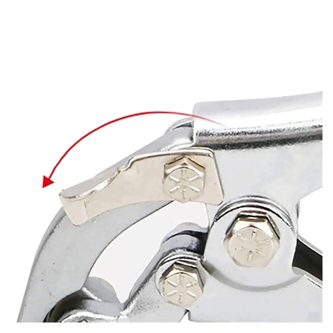 Close-up of Heavy Duty 150mm Sheet Metal Bending Pliers With Hole Punch Edge Setter And Panel Flanger Hand Joggler Multifunctional Tool