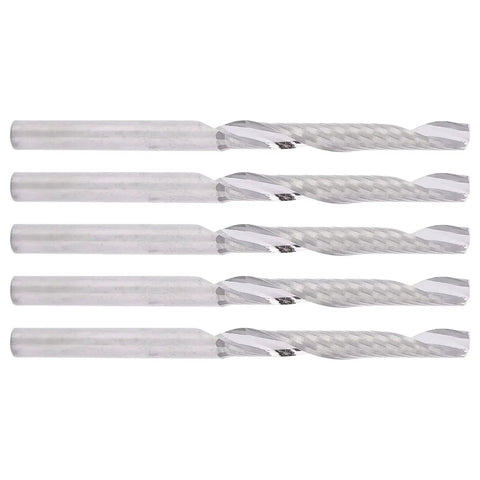 5 Pieces Straight Shank End Mills Set With Single Flute Spiral Cutters, Pro Grade Tungsten Steel End Mills, side view