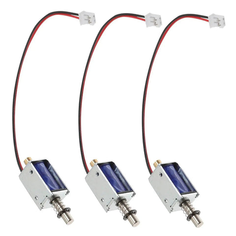 3 Pack Push Pull Electromagnet Kit Waterproof DC 12V Solenoid With Magnetic Iron Core displayed in metal casing for robotics
