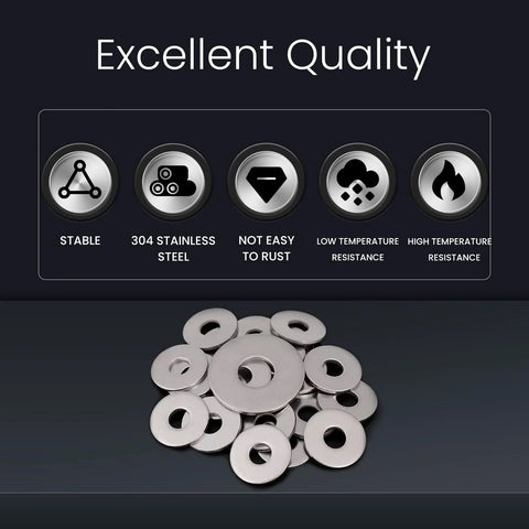Fender washers set, 10 pcs, 1/2 x 2 x 0.12 in, 304 stainless steel flat washers for bolts