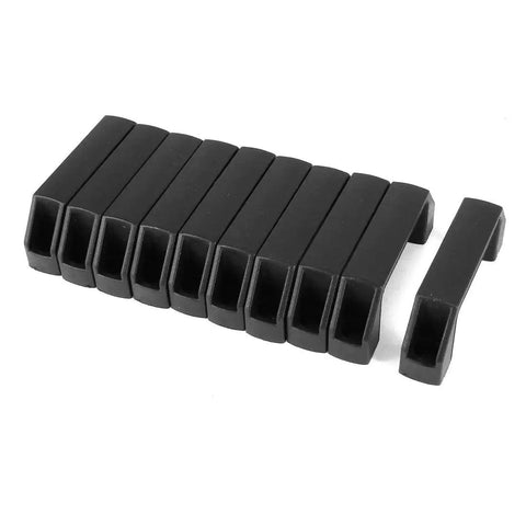 Black Plastic Cabinet Drawer Pull Handles 106mm Length Pack Of 10 Rectangular Bar Style Cabinet Hardware arranged on white surface