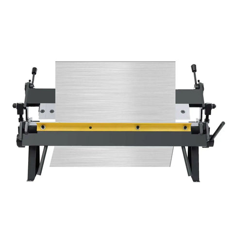 Front view of 24 Inch Sheet Metal Pan And Box Brake With Interchangeable 2 Inch, 3 Inch, And 4 Inch Fingers, beast of a heavy duty bender