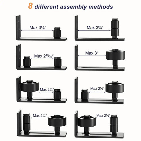 Adjustable Floor Guide For All Sliding Barn Doors With Eight Setup Options, Flush Bottom Design, Flat Stay Roller, Set Of 2