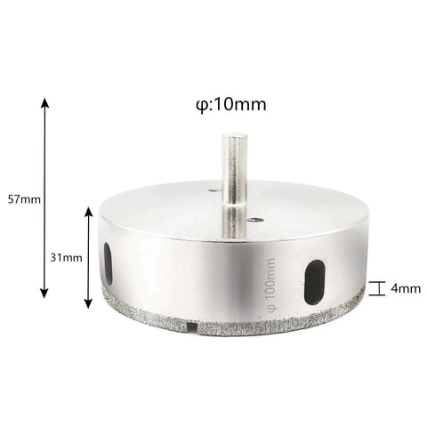 Side view of 4 Inch Diamond Hole Saw Drill Bit Set For Glass Ceramics Porcelain Ceramic Tile And Marble, showing dimensions.