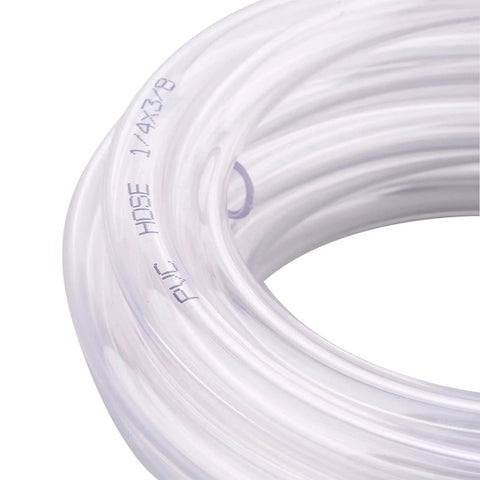 Coiled Clear PVC Tubing One Quarter Inch ID Three Eighth Inch OD Ten Feet Food Grade Flexible Vinyl Hose For Liquid Transfer
