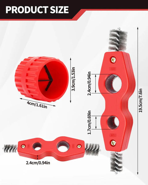 4 Piece 4 In 1 Copper Pipe Cleaning Kit With Reamer And Deburring Brush For 1/2 And 3/4 Inch PVC PPR Brass Aluminum Pipes