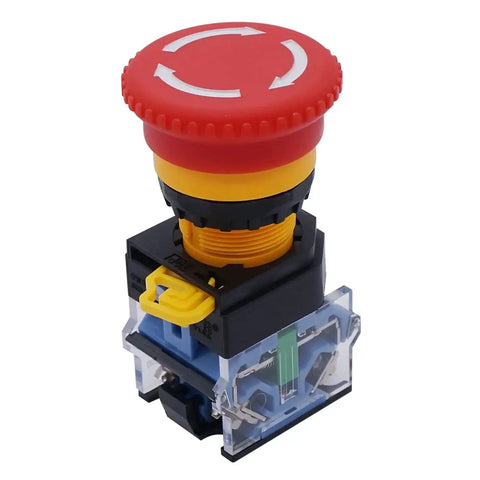 Red Mushroom Emergency Stop Push Button Switch, Self-Locking Latching Rotary, 3 Positions, 2NO, 10A 440V, 1NO 1NC Contacts