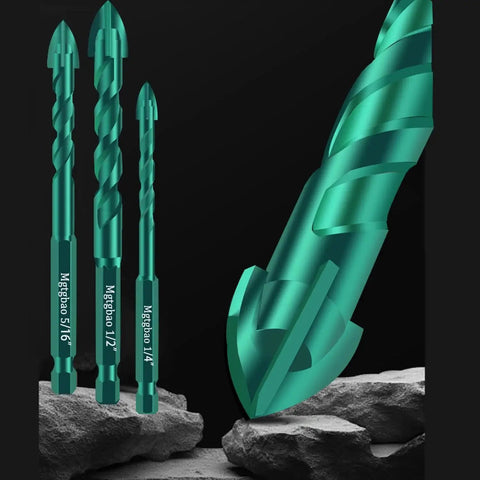 Close-up of Green Concrete Drill Bit Set By Mgtgbao, 10 PC Three Sixteenths Inch Masonry Drill Bits With Tungsten Carbide Tip