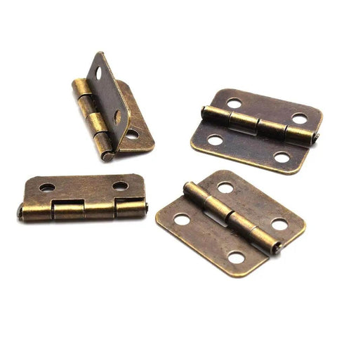 Two Sets Mini Bronze Antique Hasp Latch Buckle And Rectangle Hinges Kit With Matching Screws for Jewelry Box Repair and Decorative Projects