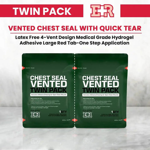 Vented Chest Seal Twin Pack With Quick Tear 6.6 Inch Square Occlusive Dressings For Open Chest Wounds Latex Free Dual Seals