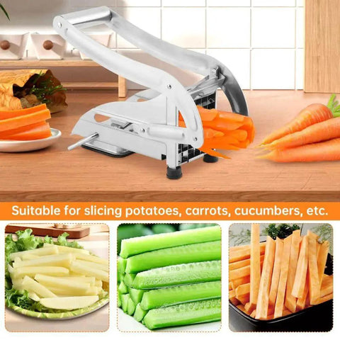 Effortless French Fry Cutter With Dual Stainless Steel Blades Quick Potatoes Slicer For Home Kitchen Make Crispy Fries In Seconds