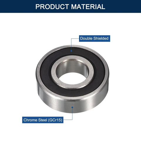 6202-12-2RS Deep Groove Ball Bearing 12mm by 35mm by 11mm, Chrome Steel GCr15, Double Rubber Seals, close-up view