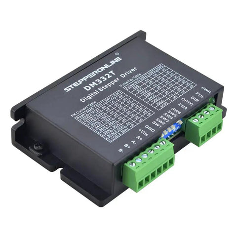 Industrial Grade Digital Stepper Driver for Nema 17 and Nema 23 Motors with 8 Micro Step Resolutions, black casing with green terminals
