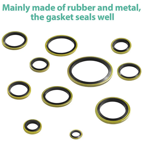 378 Piece NBR Metal Bonded Sealing Washer Kit With 12 Sizes M6 Through M30 For Automotive Self Centered Seal Gasket Repair Set