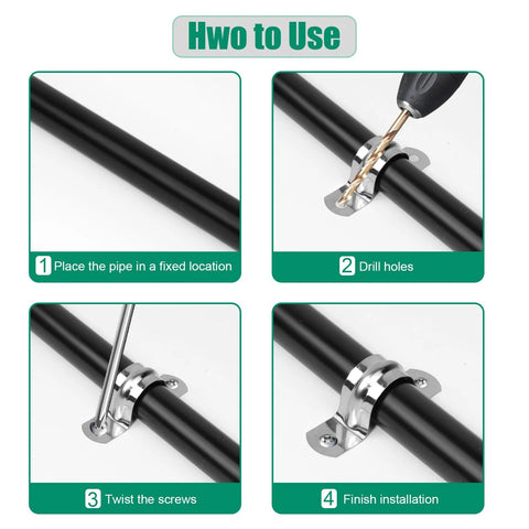 Conduit clamp set, stainless steel 3/4 in two-hole U-brackets for pipe fixing on surfaces (20mm)
