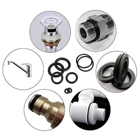 Close-up of 225 Piece Flat Washer And O Ring Heavy Duty Rubber Assortment Kit for plumbing and automotive use