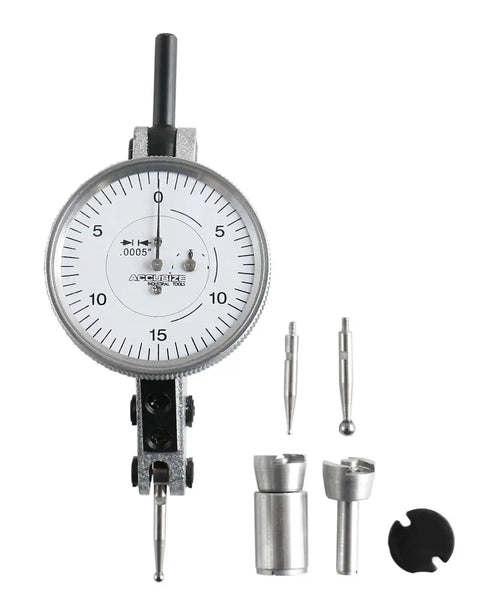 Horizontal Test Indicator With 1.5 Inch Dial 0.060 Inch Range 0.0005 Inch Resolution Jeweled Movement 210 Degree Swivel Accusize