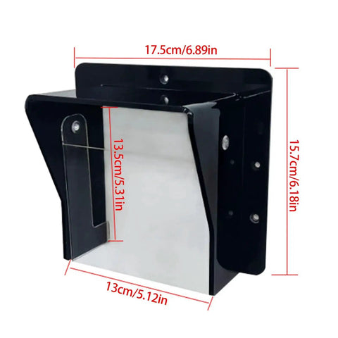 Rugged Weatherproof Acrylic Access Control Cover With Clear Panel For Keypad Enclosures, showing dimensions and black casing.